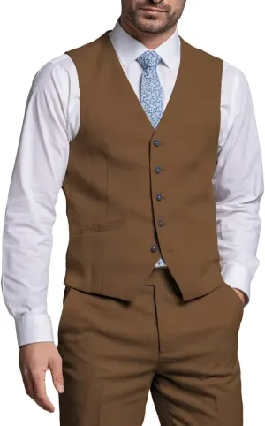 Mens 2 Piece Suit Slim Fit Formal Groomsmen Vest Pants Suit Set Wedding Single-Breasted V-Neck Vest and Pants