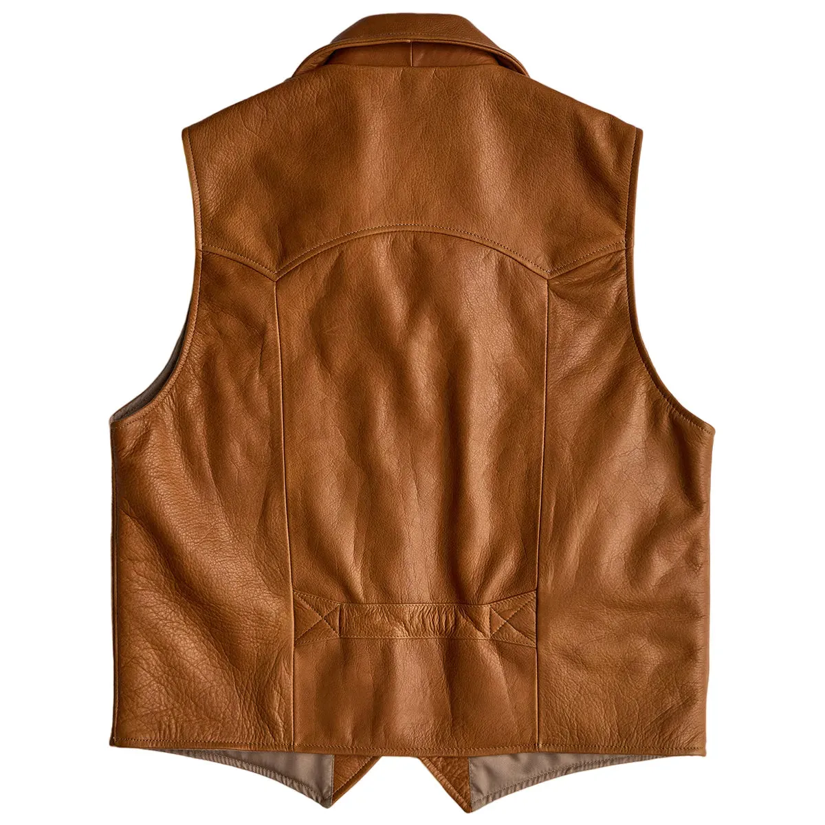 Mens Brown Full Grain Leather Vest