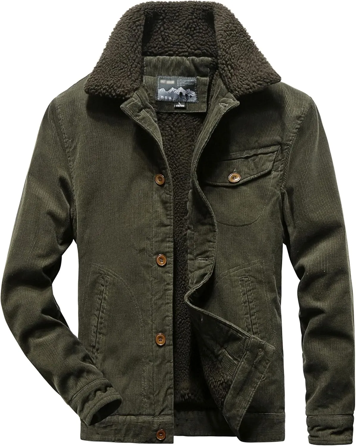 Men's Casual Sherpa Lined Corduroy Jacket Winter Coat