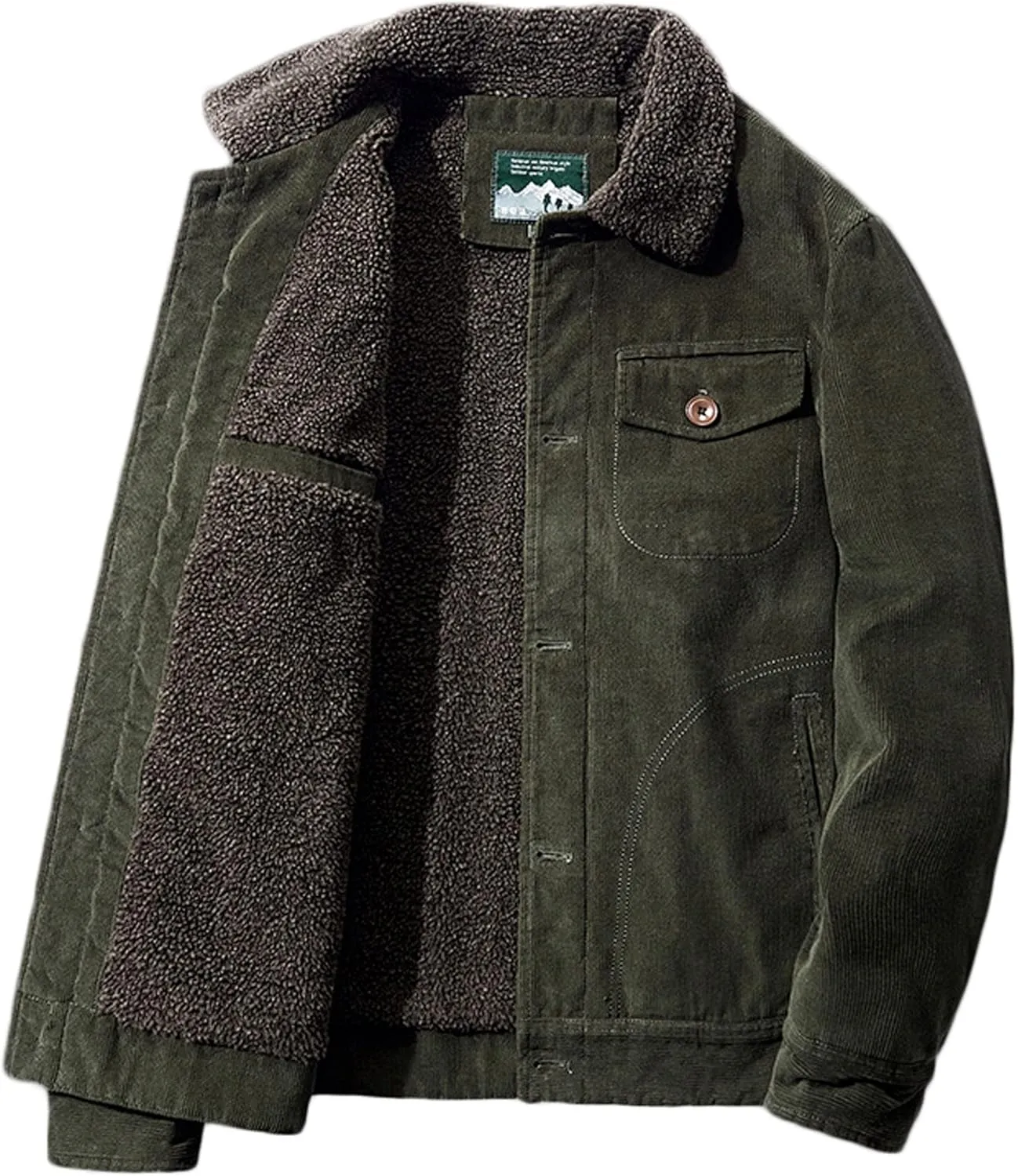 Men's Casual Sherpa Lined Corduroy Jacket Winter Coat