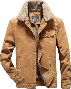 Men's Casual Sherpa Lined Corduroy Jacket Winter Coat