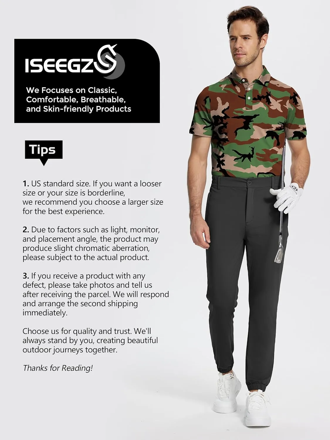 Mens Golf Shirt Short Sleeve Funny Print Golf Polo Shirts for Men Lightweight Dry Fit Quick Dry Collared Golf Polos