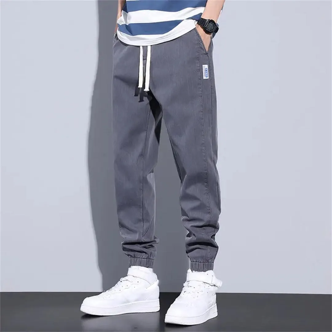 Men's Harem Pants Spring Summer Cotton Thin Elastic Drawstring Waist Blue Joggers Men Clothing Cargo Trousers