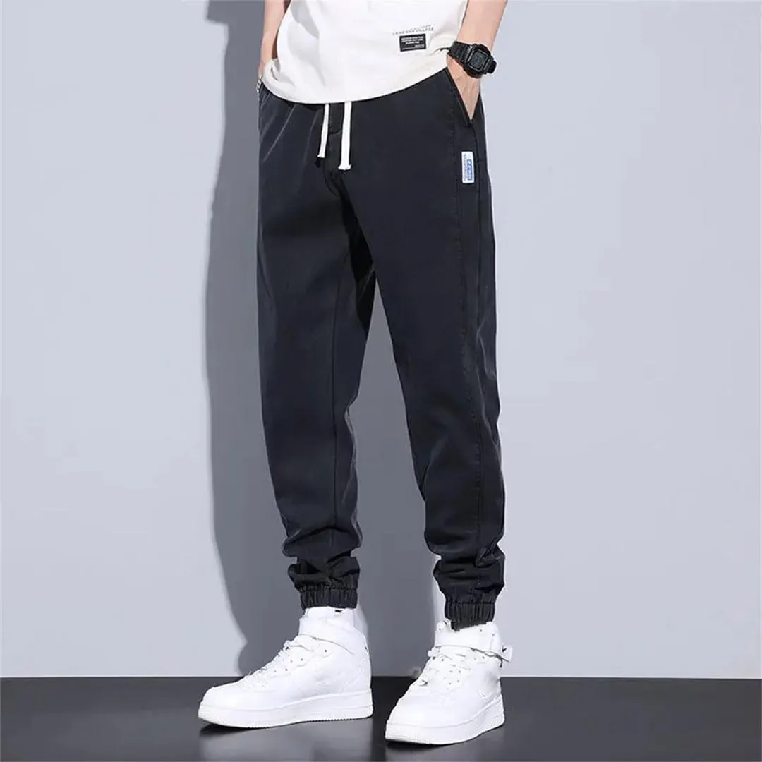 Men's Harem Pants Spring Summer Cotton Thin Elastic Drawstring Waist Blue Joggers Men Clothing Cargo Trousers