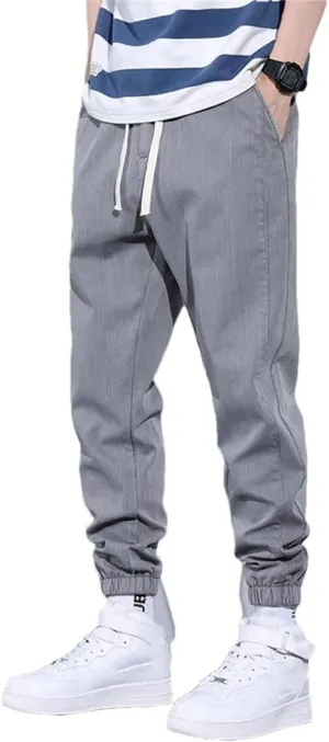 Men's Harem Pants Spring Summer Cotton Thin Elastic Drawstring Waist Blue Joggers Men Clothing Cargo Trousers
