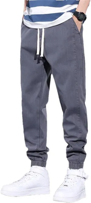 Men's Harem Pants Spring Summer Cotton Thin Elastic Drawstring Waist Blue Joggers Men Clothing Cargo Trousers