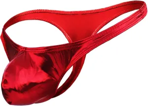 Men's PU Leather Thong Faux Leather Bikini Underwear Shiny G String Thongs Sexy Jockstrap Pouch Underwear