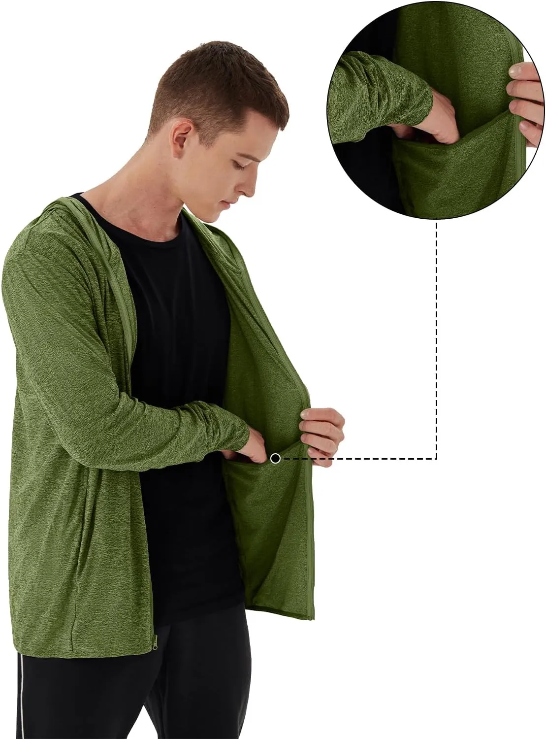 Mens UPF 50  UV Full Zip Sun Protection Hoodie Jacket With Thumb holes Cooling Lightweight Fishing Hiking Cooling Shirts men