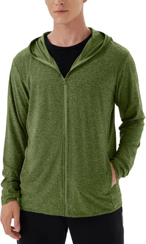 Mens UPF 50  UV Full Zip Sun Protection Hoodie Jacket With Thumb holes Cooling Lightweight Fishing Hiking Cooling Shirts men