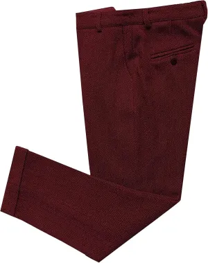 Men's Vintage Herringbone Tweed Suit Pants Slim Fit Thick Wool Flat Front Dress Trousers