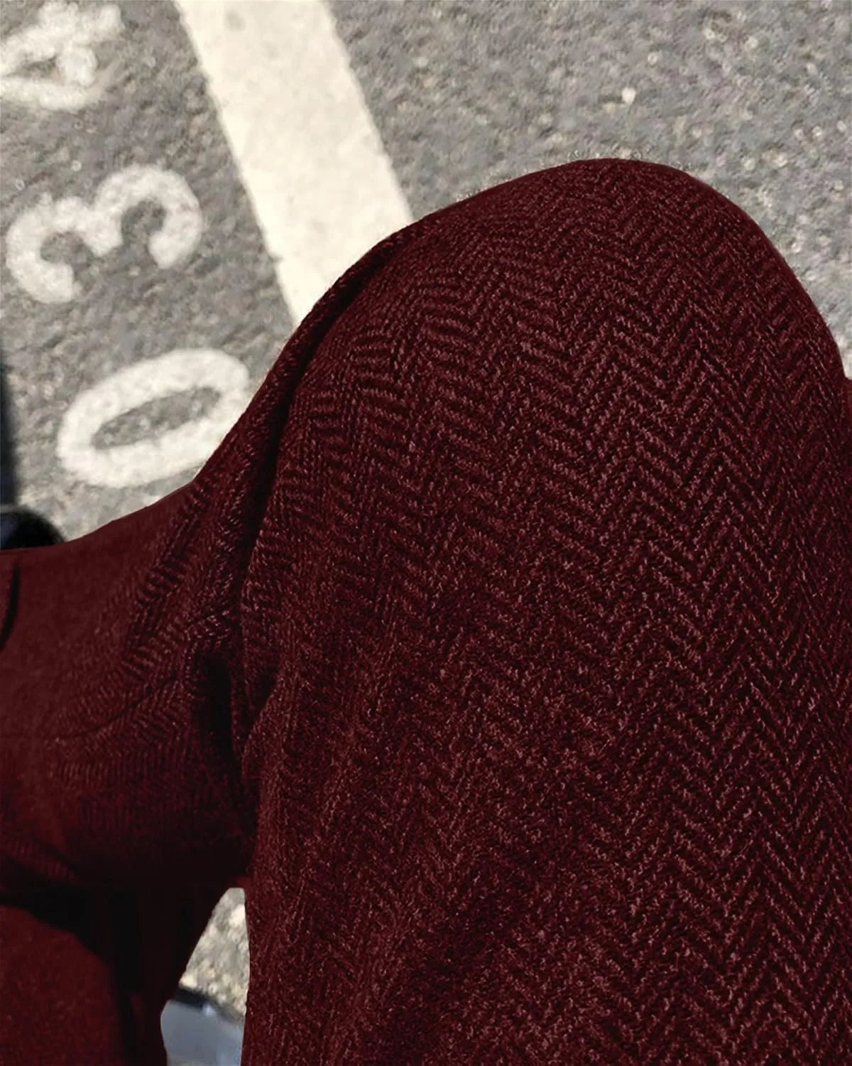 Men's Vintage Herringbone Tweed Suit Pants Slim Fit Thick Wool Flat Front Dress Trousers
