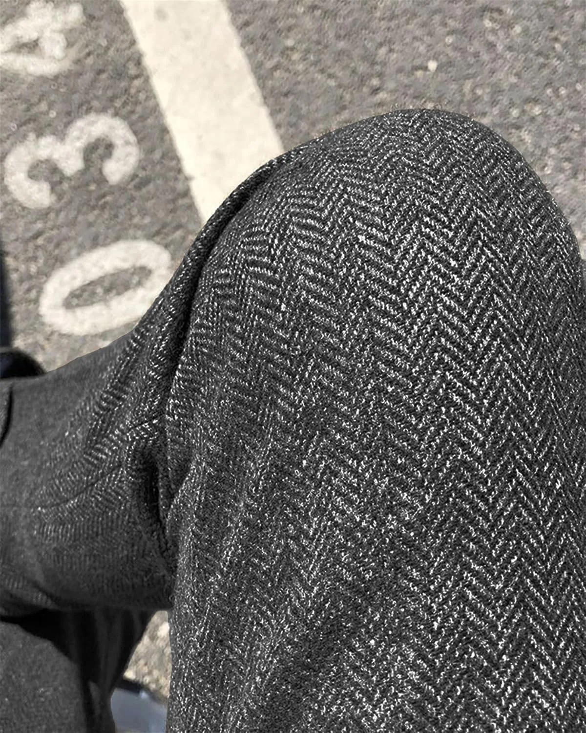Men's Vintage Herringbone Tweed Suit Pants Slim Fit Thick Wool Flat Front Dress Trousers