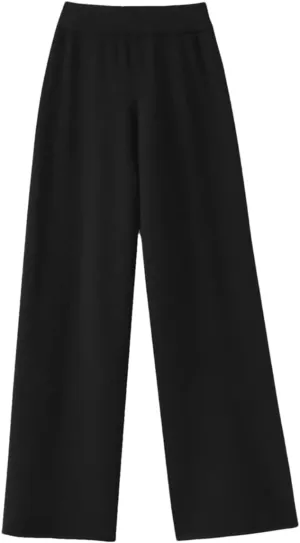 Merino Wool Wide Leg Pants for Women Spring High Waist Elastic Casual Trousers