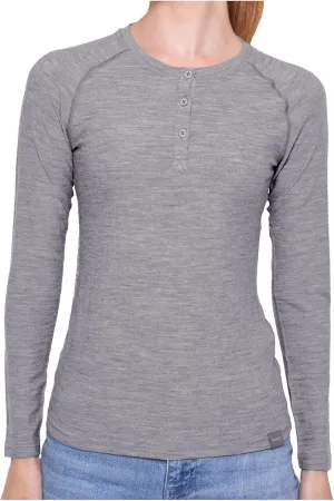 MERIWOOL Women's Base Layer Long Sleeve Henley - Lightweight Merino Wool Thermal Shirt