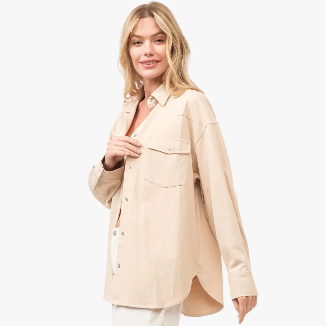 Midweight Twill Cotton Shirt (Stone)