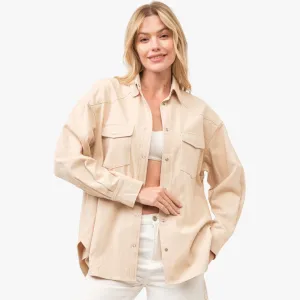 Midweight Twill Cotton Shirt (Stone)