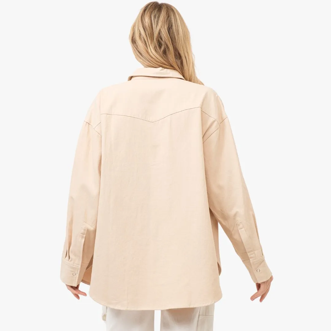Midweight Twill Cotton Shirt (Stone)