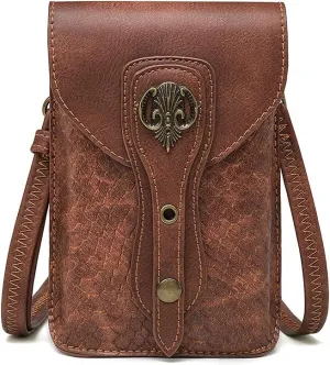 Mini Messenger Bag Cellphone Bags Wallet Single Shoulder Retro Rock Gothic Goth Fashion Gothic Leather, One Color, One Size