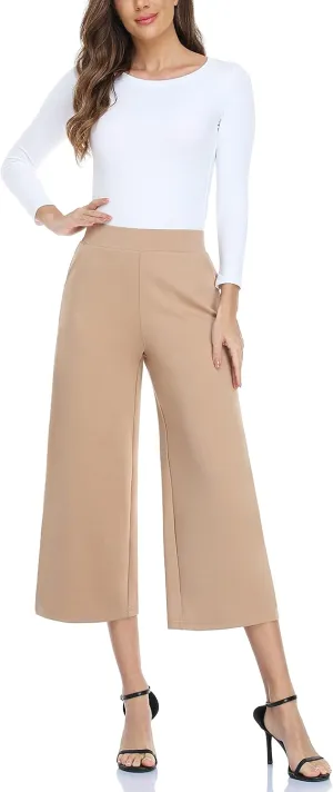 MISS MOLY Wide Leg Pants for Women Business Casual Crop Palazo Dress Pants Capris