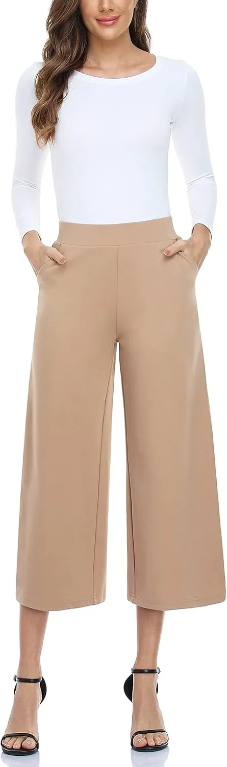 MISS MOLY Wide Leg Pants for Women Business Casual Crop Palazo Dress Pants Capris