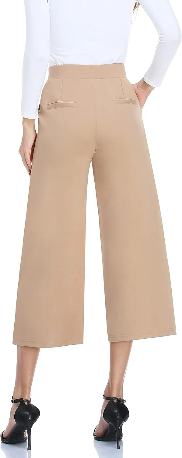 MISS MOLY Wide Leg Pants for Women Business Casual Crop Palazo Dress Pants Capris