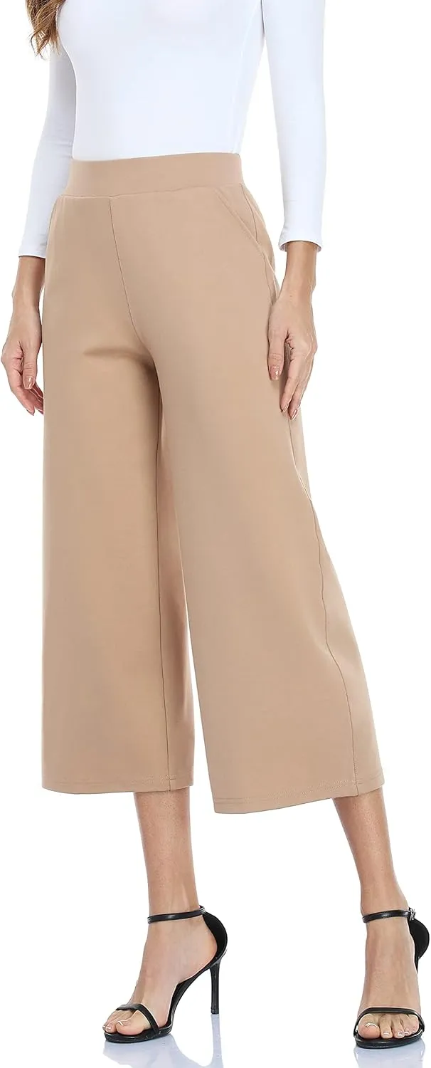 MISS MOLY Wide Leg Pants for Women Business Casual Crop Palazo Dress Pants Capris