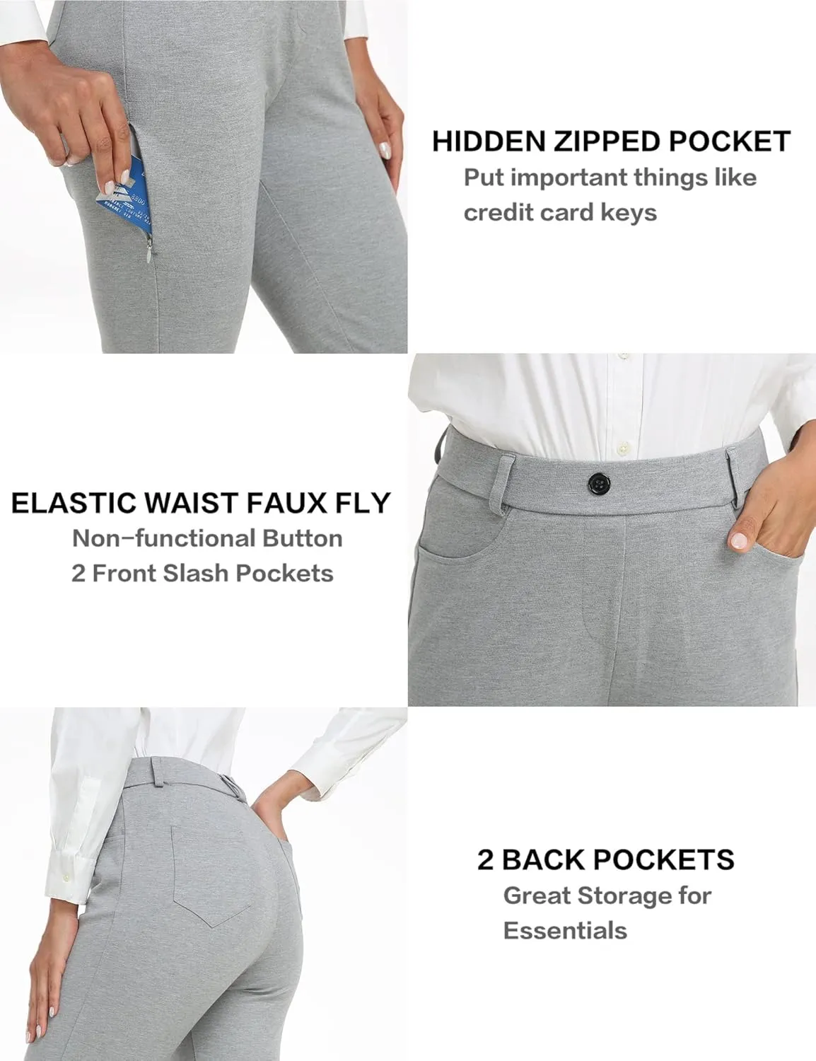 MoFiz Women's Yoga Dress Bootcut Work Slacks Stretch Office Casual Golf Pants Petite/Regular/29/31