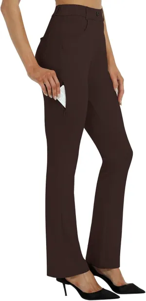 MoFiz Women's Yoga Dress Bootcut Work Slacks Stretch Office Casual Golf Pants Petite/Regular/29/31