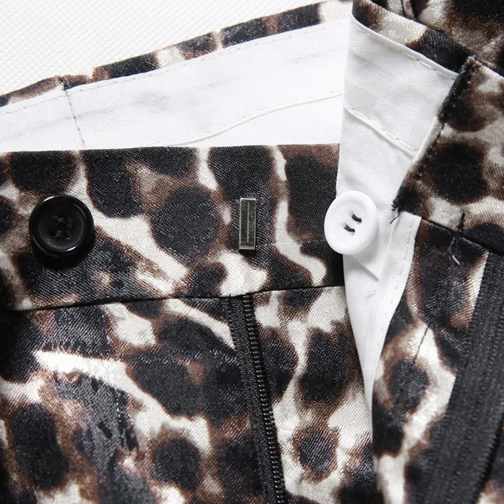 MOGU Mens Luxury Leopard Printed Pants