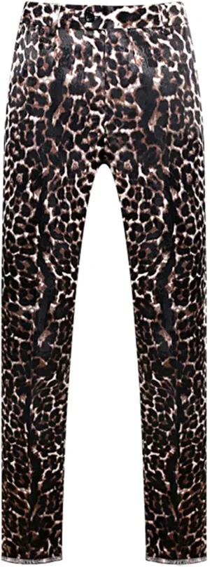 MOGU Mens Luxury Leopard Printed Pants