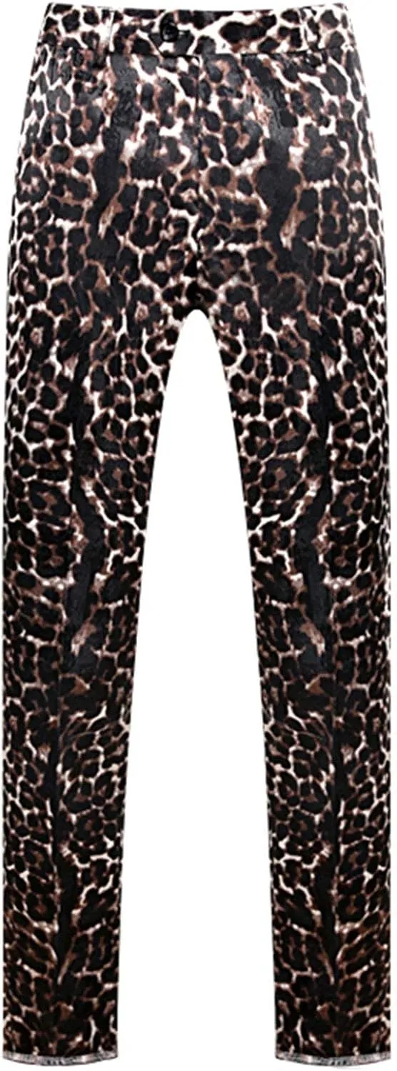 MOGU Mens Luxury Leopard Printed Pants