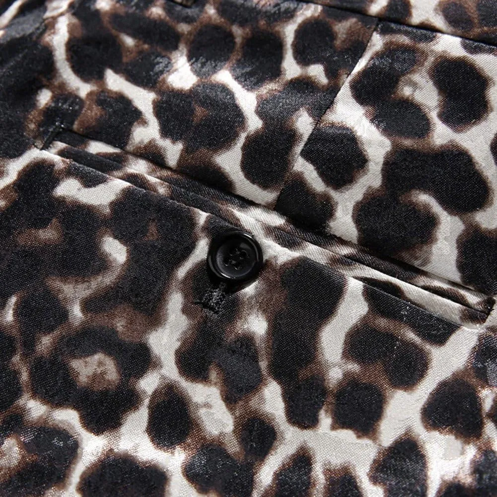 MOGU Mens Luxury Leopard Printed Pants