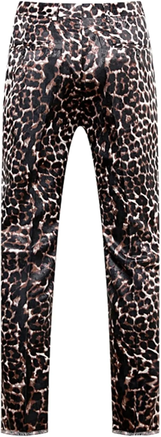 MOGU Mens Luxury Leopard Printed Pants