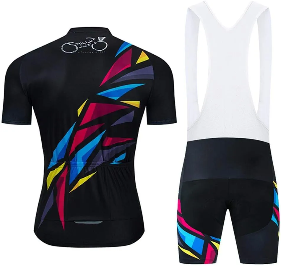 MOXILYN Men Cycling Jersey Kit Bike Shorts Set MTB Bicycle Clothing Quick Dry Bike Shirts   Bibs Short with 20D Padded