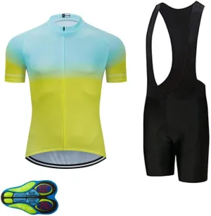 MOXILYN Men Cycling Jersey Kit Bike Shorts Set MTB Bicycle Clothing Quick Dry Bike Shirts   Bibs Short with 20D Padded