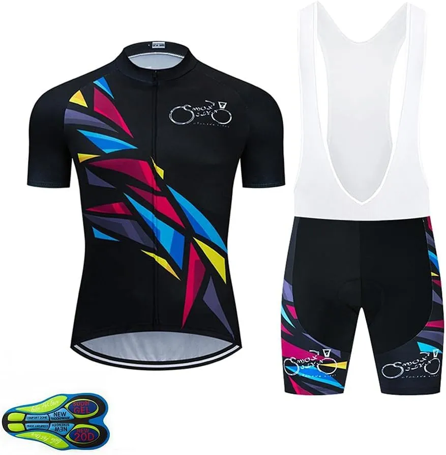 MOXILYN Men Cycling Jersey Kit Bike Shorts Set MTB Bicycle Clothing Quick Dry Bike Shirts   Bibs Short with 20D Padded