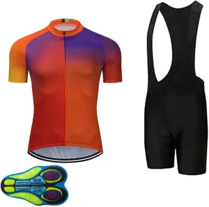 MOXILYN Men Cycling Jersey Kit Bike Shorts Set MTB Bicycle Clothing Quick Dry Bike Shirts   Bibs Short with 20D Padded
