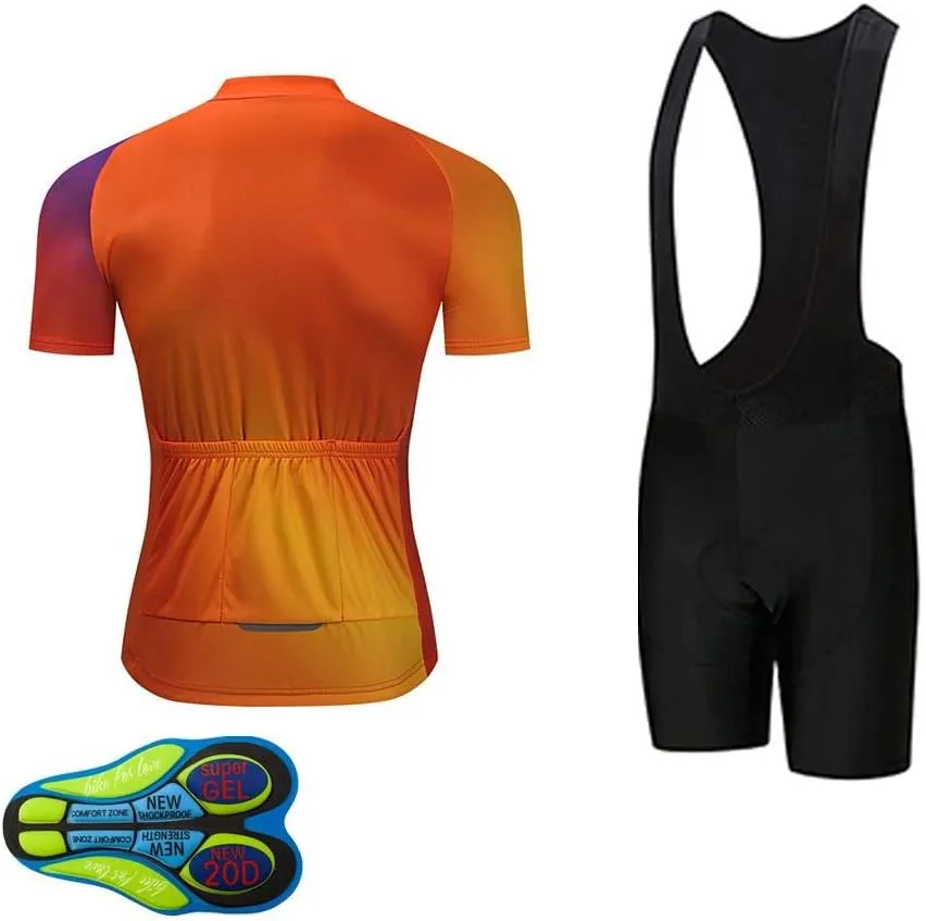 MOXILYN Men Cycling Jersey Kit Bike Shorts Set MTB Bicycle Clothing Quick Dry Bike Shirts   Bibs Short with 20D Padded