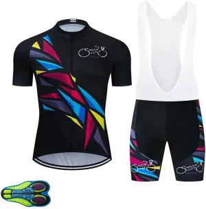 MOXILYN Men Cycling Jersey Kit Bike Shorts Set MTB Bicycle Clothing Quick Dry Bike Shirts   Bibs Short with 20D Padded
