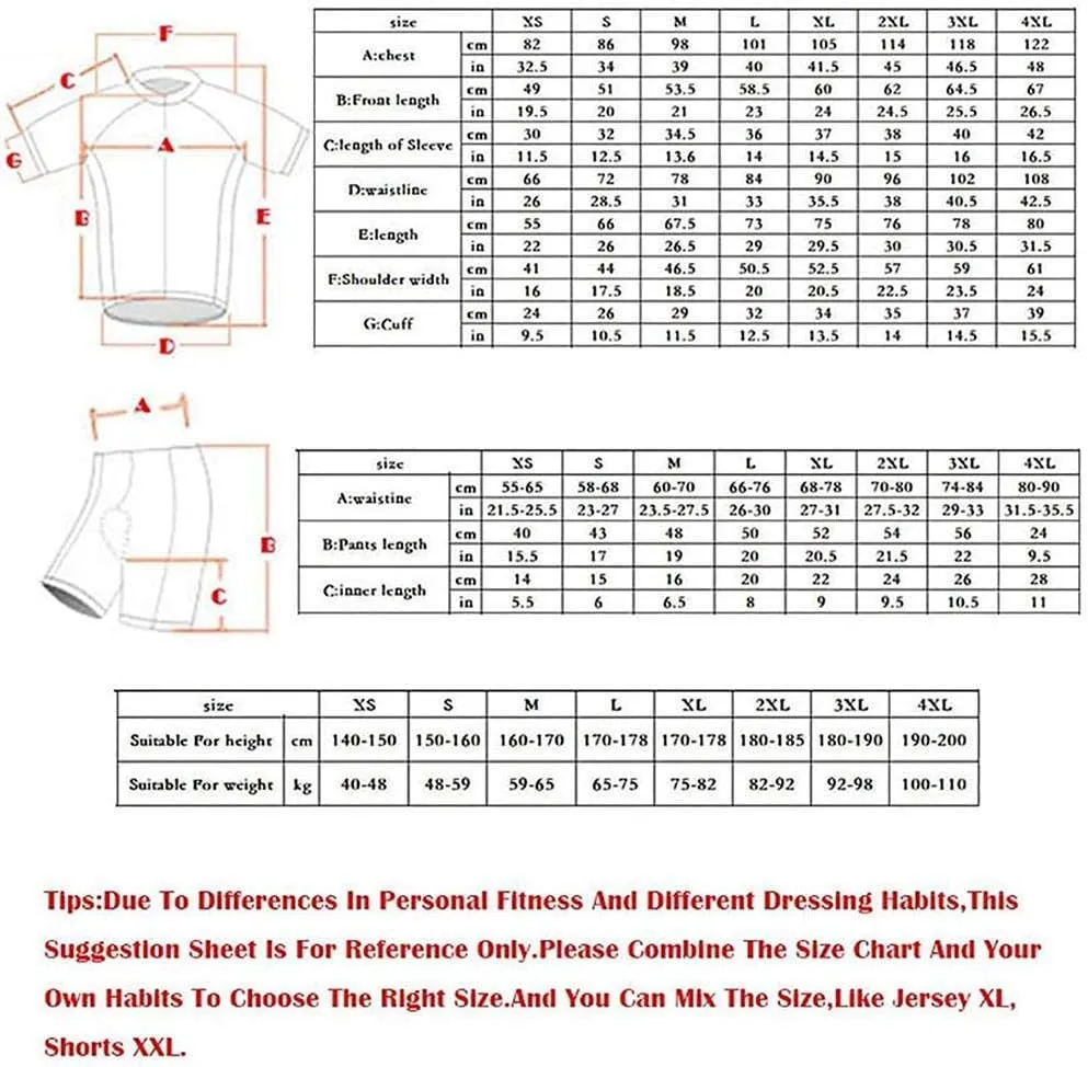 MOXILYN Men Cycling Jersey Kit Bike Shorts Set MTB Bicycle Clothing Quick Dry Bike Shirts   Bibs Short with 20D Padded