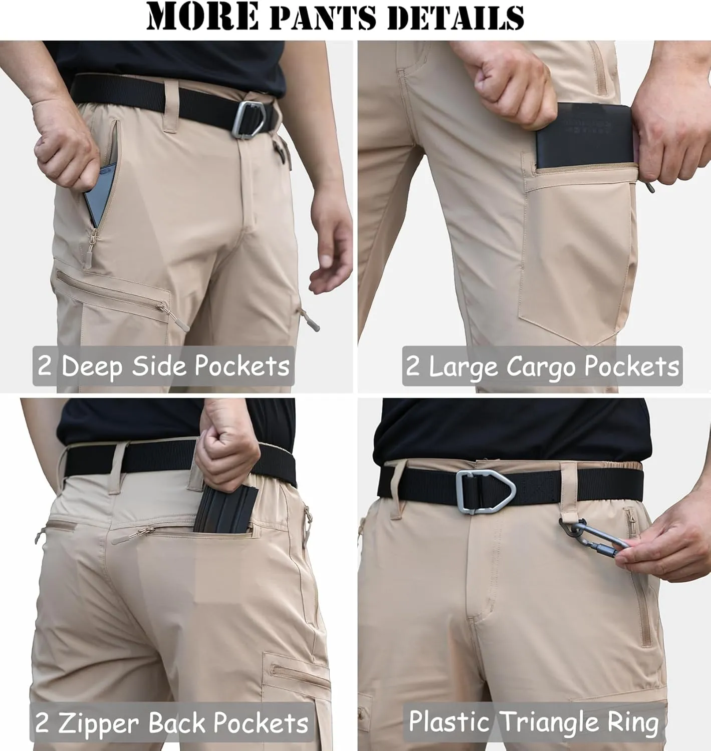 NAVEKULL Men's Lightweight Hiking Pants Quick Dry Stretch Fishing Tactical Work Pants with Zipper Pockets
