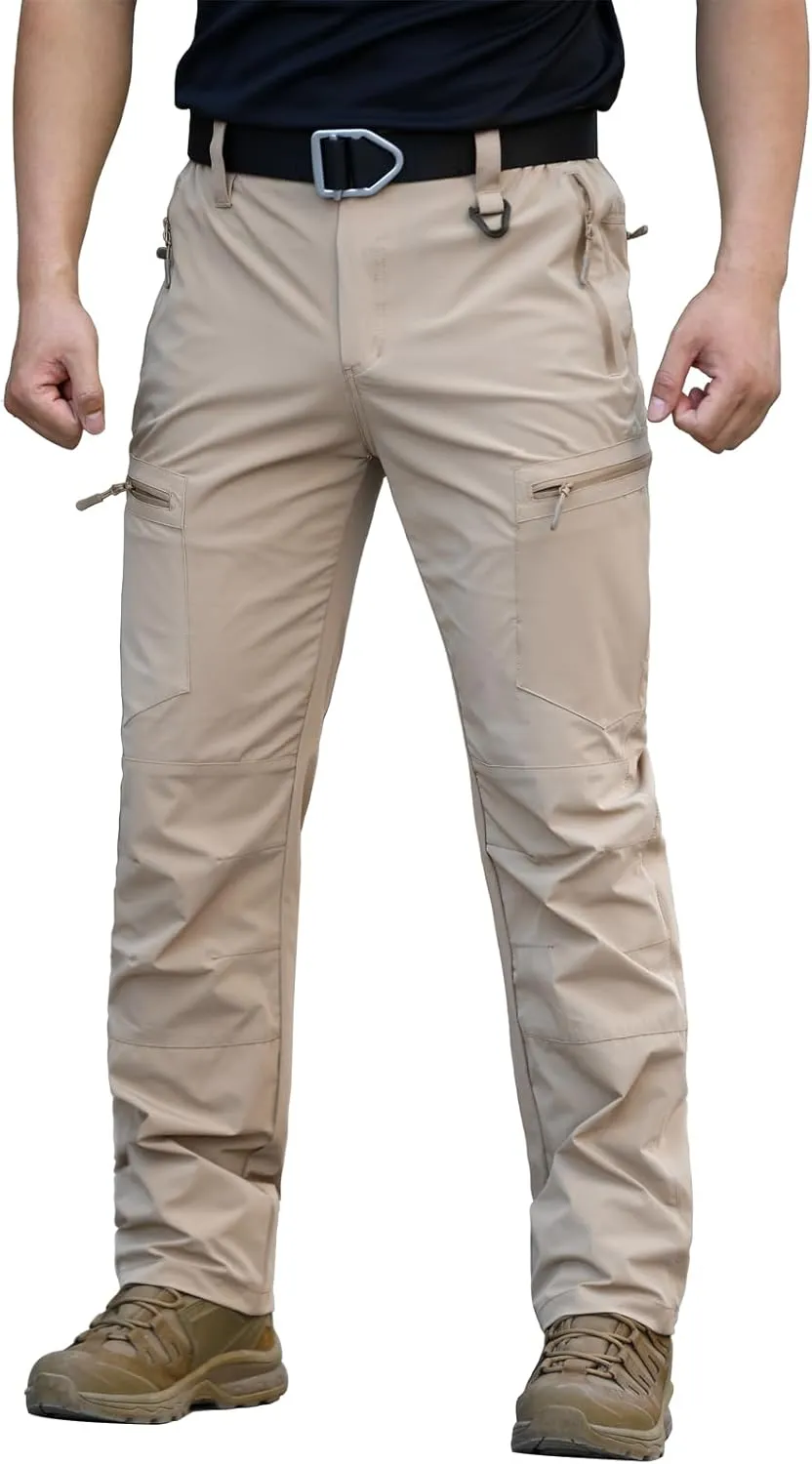 NAVEKULL Men's Lightweight Hiking Pants Quick Dry Stretch Fishing Tactical Work Pants with Zipper Pockets