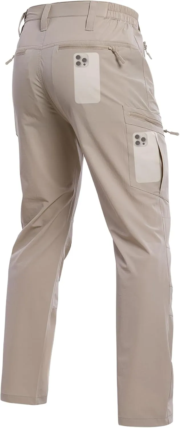 NAVEKULL Men's Lightweight Hiking Pants Quick Dry Stretch Fishing Tactical Work Pants with Zipper Pockets