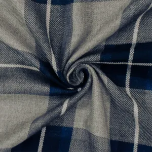 Navy Blue-Gray-White Famous Maker Cotton Brushed Flannel Fabric
