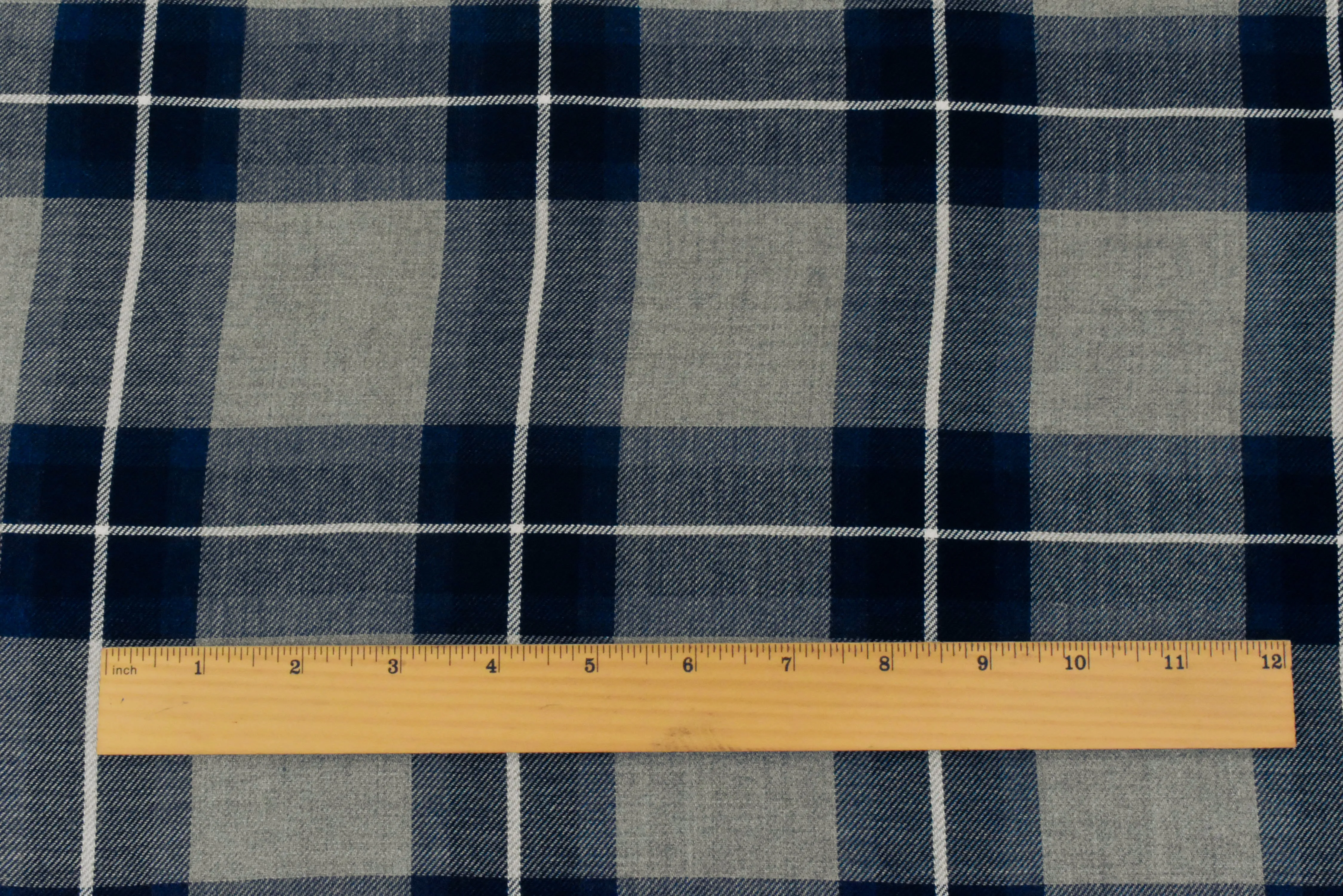 Navy Blue-Gray-White Famous Maker Cotton Brushed Flannel Fabric