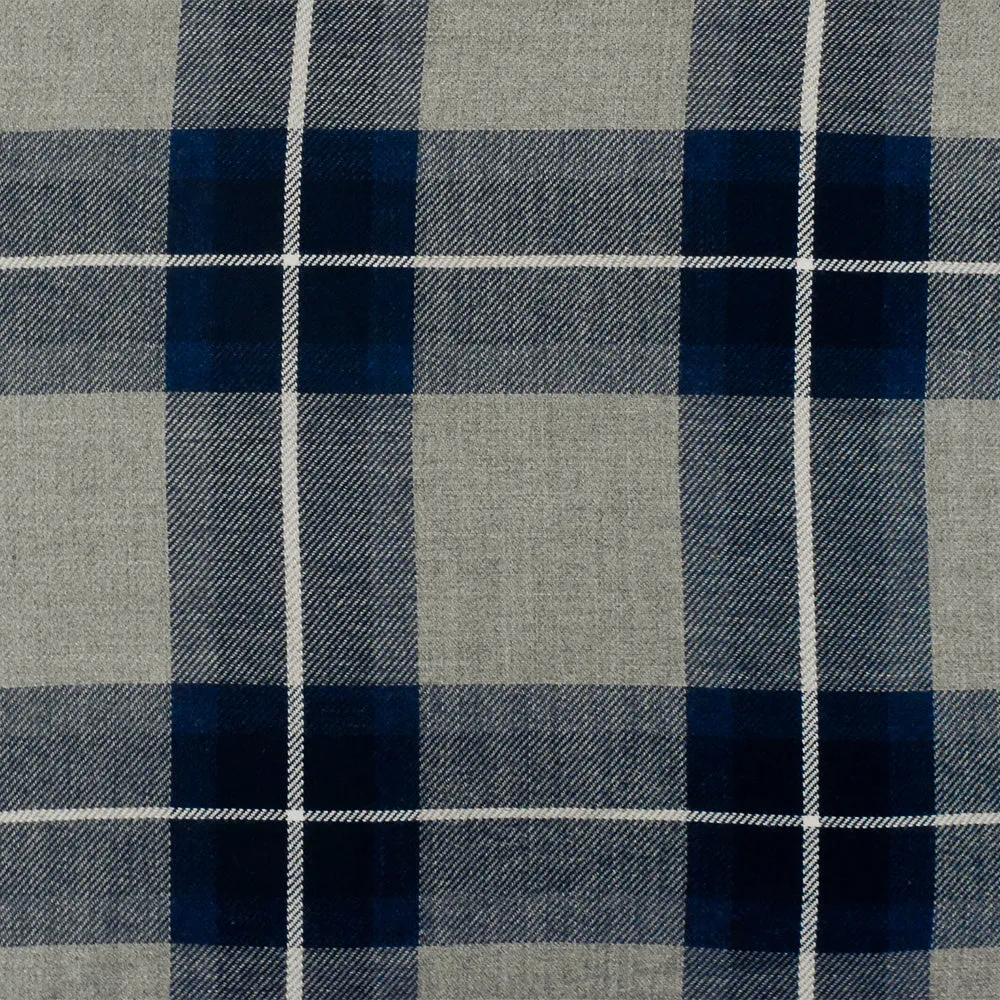 Navy Blue-Gray-White Famous Maker Cotton Brushed Flannel Fabric