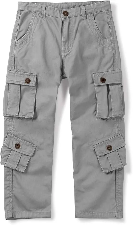 OCHENTA Boys Cargo Pants with 8 Pockets Casual Hiking Slacks Combat Trousers for Kid