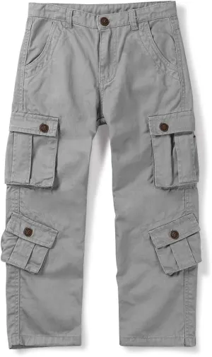 OCHENTA Boys Cargo Pants with 8 Pockets Casual Hiking Slacks Combat Trousers for Kid