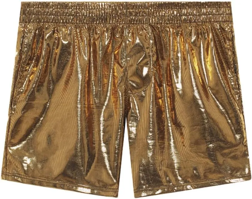 ODASDO Men Faux Leather Holographic Shiny Metallic Boxer Shorts Briefs Underwear Swim Trunk For Rave Dance Party Clubwear
