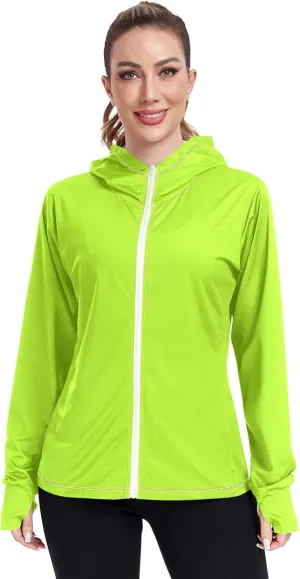 ODAWA Womens Upf Hoodie Lightweight Full Zip Running Jacket UV Cooling Hoodie Summer Clothing